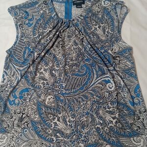 Liz Claiborne Blue and Black Paisley Blouse